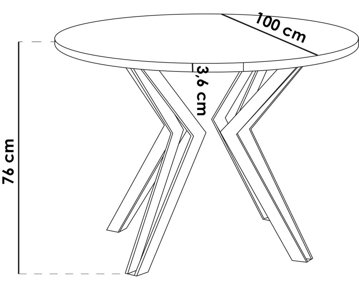 ESSTISCH Daisy runder ausziehbarer, Lancelot Eiche 100-180/100/76 cm - Eichefarben/Goldfarben, Holzwerkstoff/Metall (100/180/76cm) - WFL GROUP