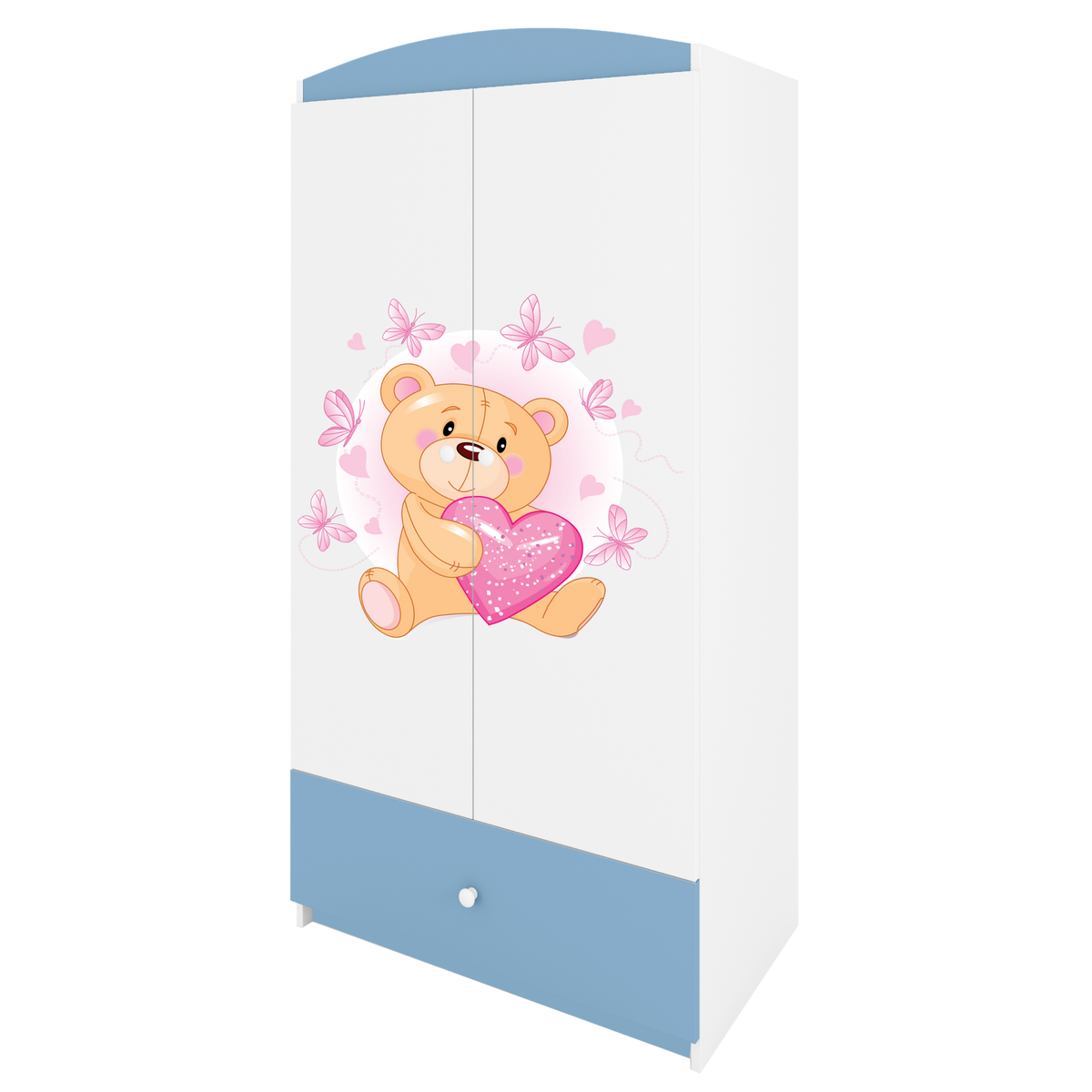 KINDERKLEIDERSCHRANK Teddybär I - Blau, Holzwerkstoff (90/175/52cm) - RAUMHIRSCH FURNITURE