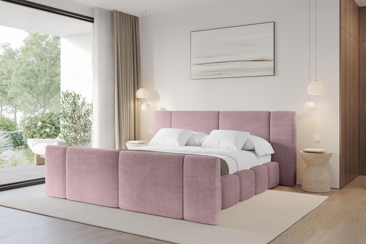 POLSTERBETT mit Bettkasten, Fußteil und Lattenrost, Bett mit Matratze H3/H4 - NILO-Z 120x200 Rosa - Rosa, Holzwerkstoff/Textil (120/200cm) - ALTDECOR