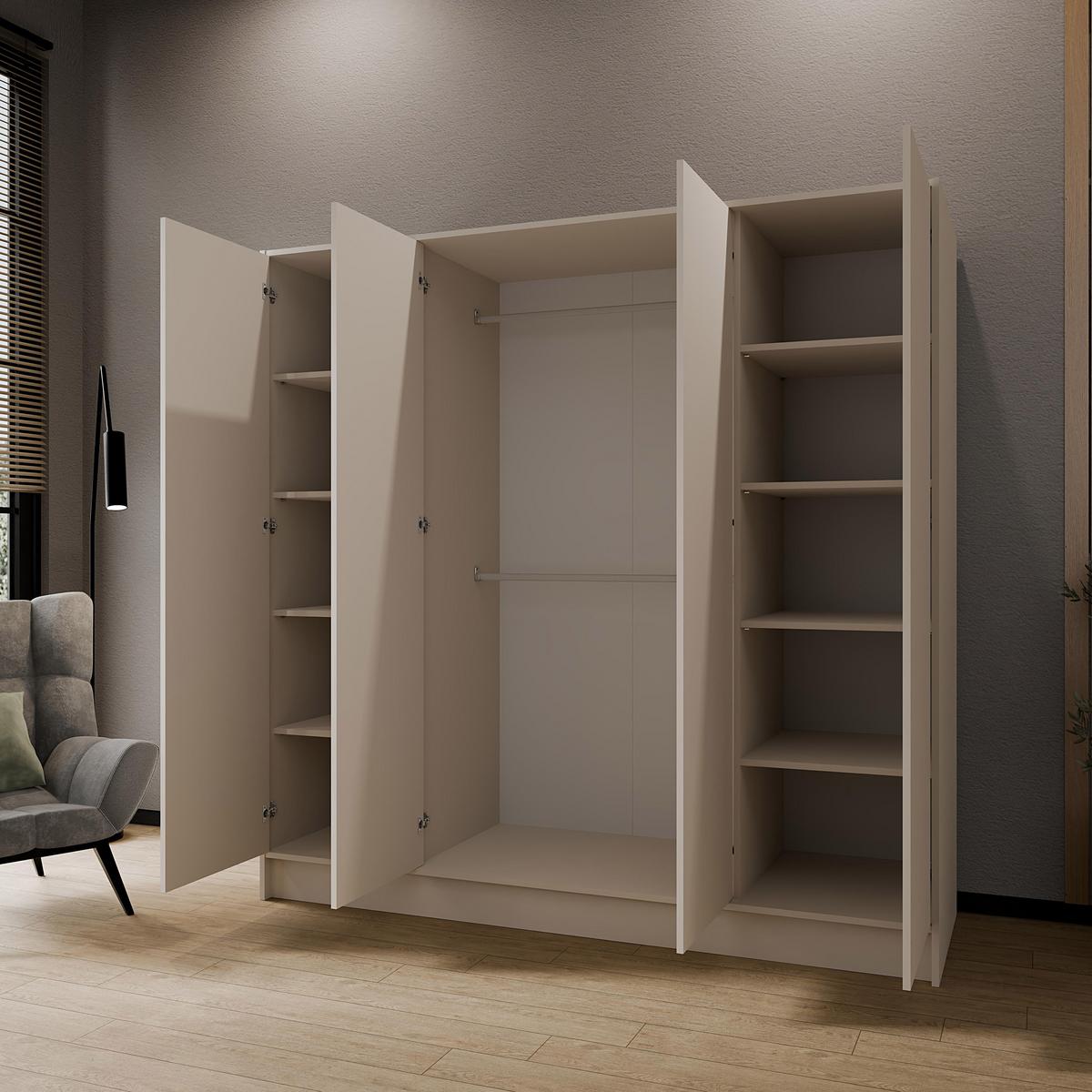 DREHTÜRENSCHRANK Gava mit vier, glatten Türen, Kaschmir - Kaschmir, Holzwerkstoff (200/200/51cm) - Beautysofa
