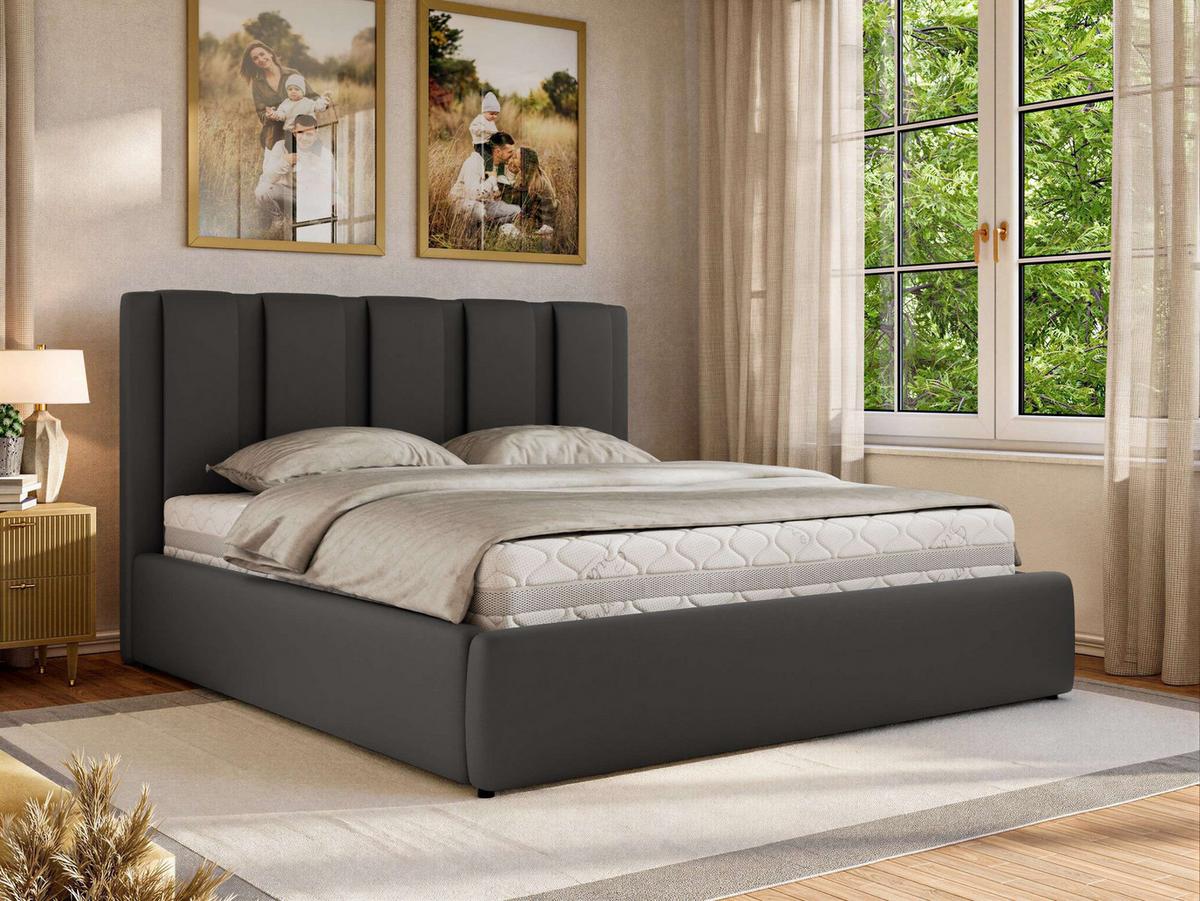 POLSTERBETT SAVINO CLASSIC 160/200 - Grau Kunstleder - Multipocket-Matratze - Grau, Textil (160/200cm) - MKS