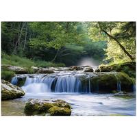 FOTOTAPETE 3D Effekt Wasserfall Wald Natur Tapete Wohnzimmer 250x175 - Multicolor, Papier (250/175cm) - Wallarena