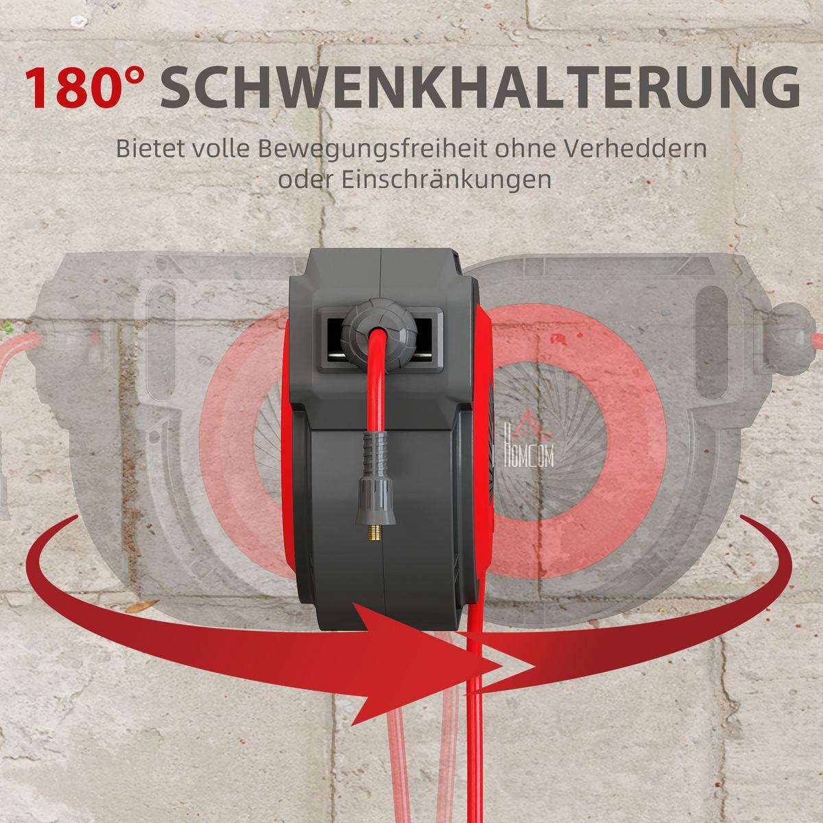 SCHLAUCHTROMMEL Kunststoff Schwarz Rot - Multicolor, Kunststoff (20/36/37cm) - HOMCOM