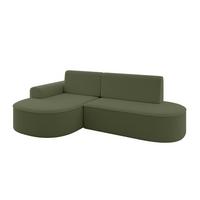 ECKSOFA mit Schlaffunktion und Bettkasten Ottomane Links MARI-L1-S - 283x167x73 cm Grün Bouclé - Schwarz/Grün, Holzwerkstoff/Kunststoff (283/167cm) - ALTDECOR