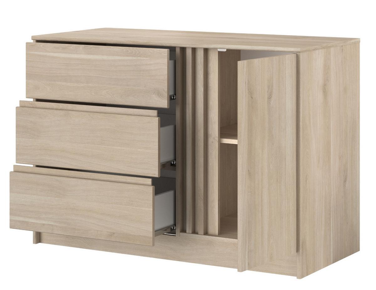 JUGENDZIMMER 3-teilig, Eiche japanisch, Komplettset mit Bett 160 x 200, Kleiderschrank, Kommode - Eichefarben, Holzwerkstoff (185/203/217cm) - Parisot Meuble