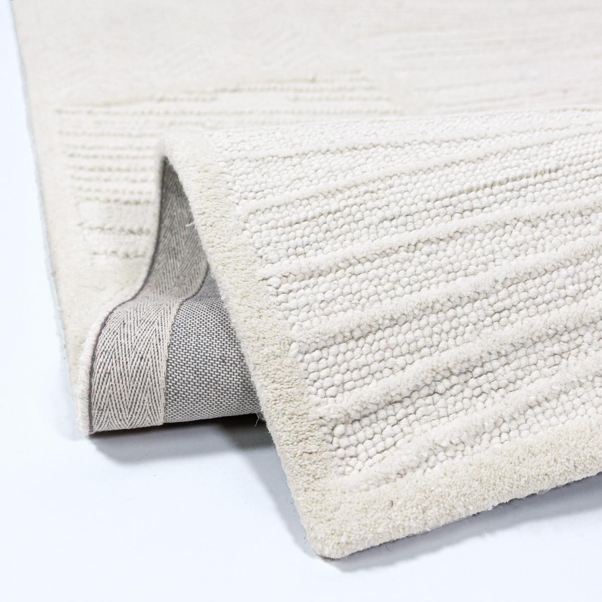 TEPPICH aus Wolle CARVE in Weiß, geometrisch, 140 x 200 cm - Beige, Textil (140/200cm) - KADIMA DESIGN