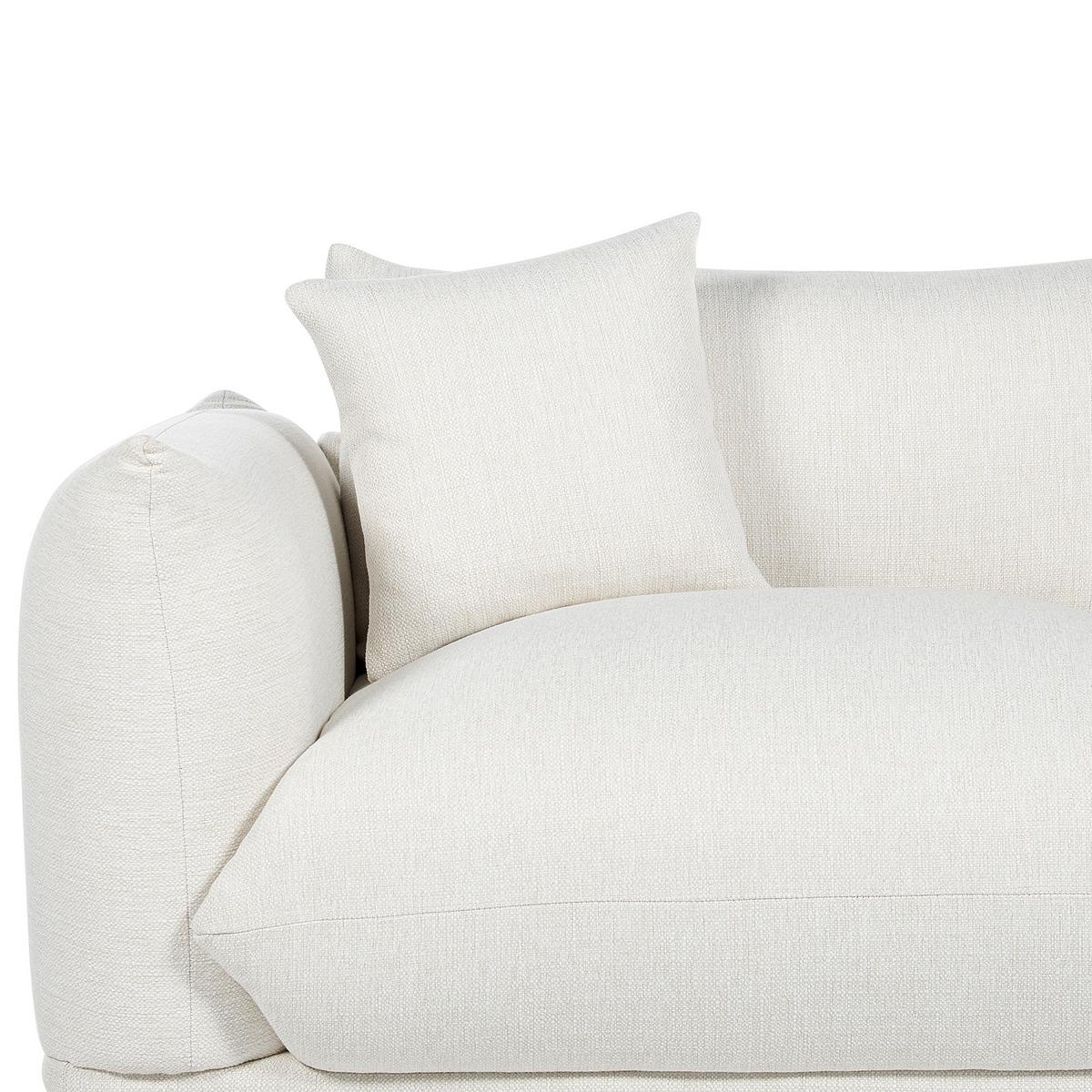 3-SITZER-SOFA cremeweiß mit Kissen Luvos - Hellbraun/Weiß, Textil (220/75/104cm) - Beliani