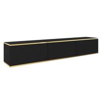 LOWBOARD VENEZIA 175x32x30 cm mit 3 Türen Schwarz - Schwarz, Holzwerkstoff (175/30/32cm) - MASSENO