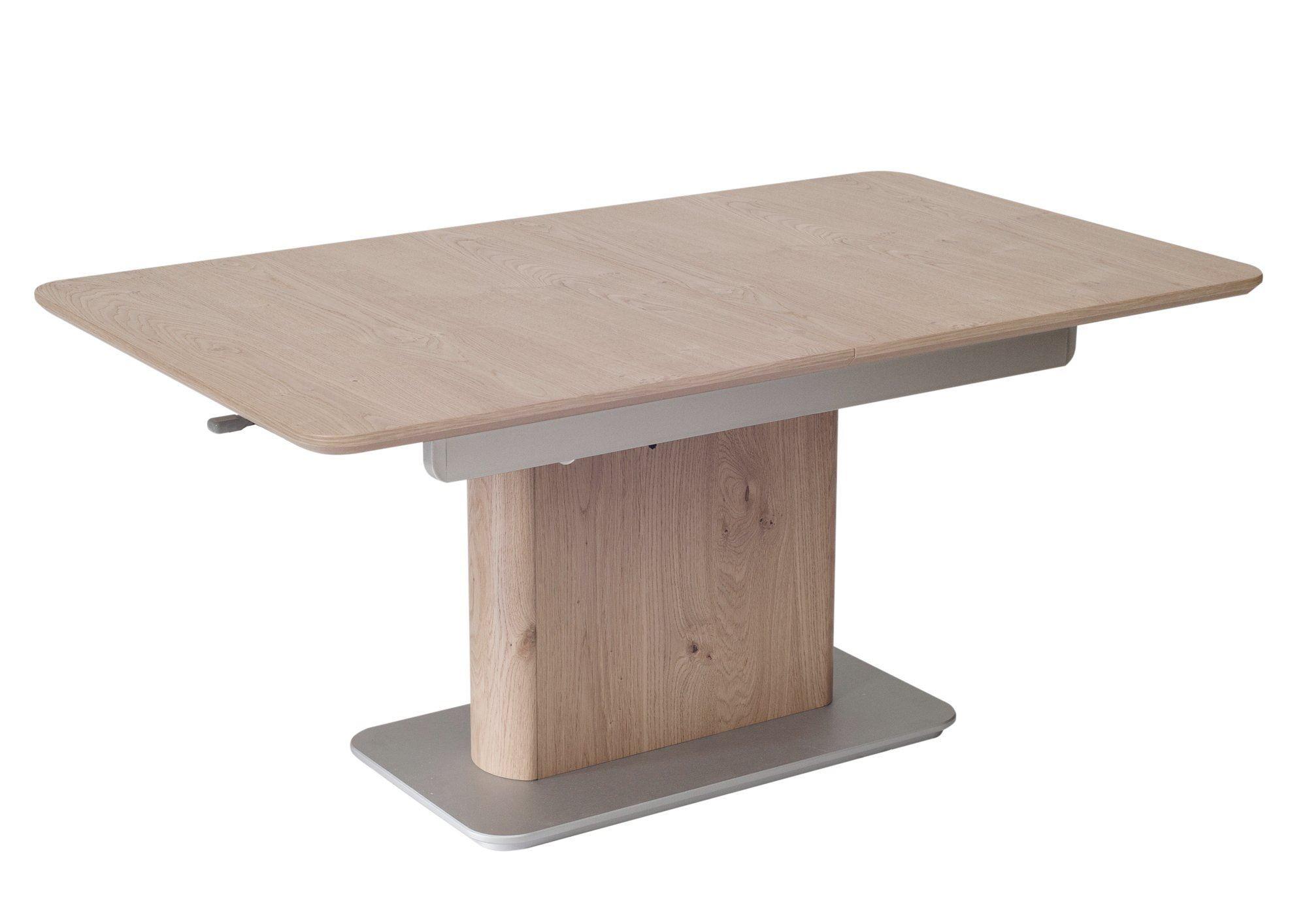 FUNKTIONSTISCH Caryn höhenverstellbar und ausziehbar 120x70x54 Couchtisch massiv Wildeiche Bianco - Braun/Grau, Holz (120/70/54cm) - 58aufmkessel