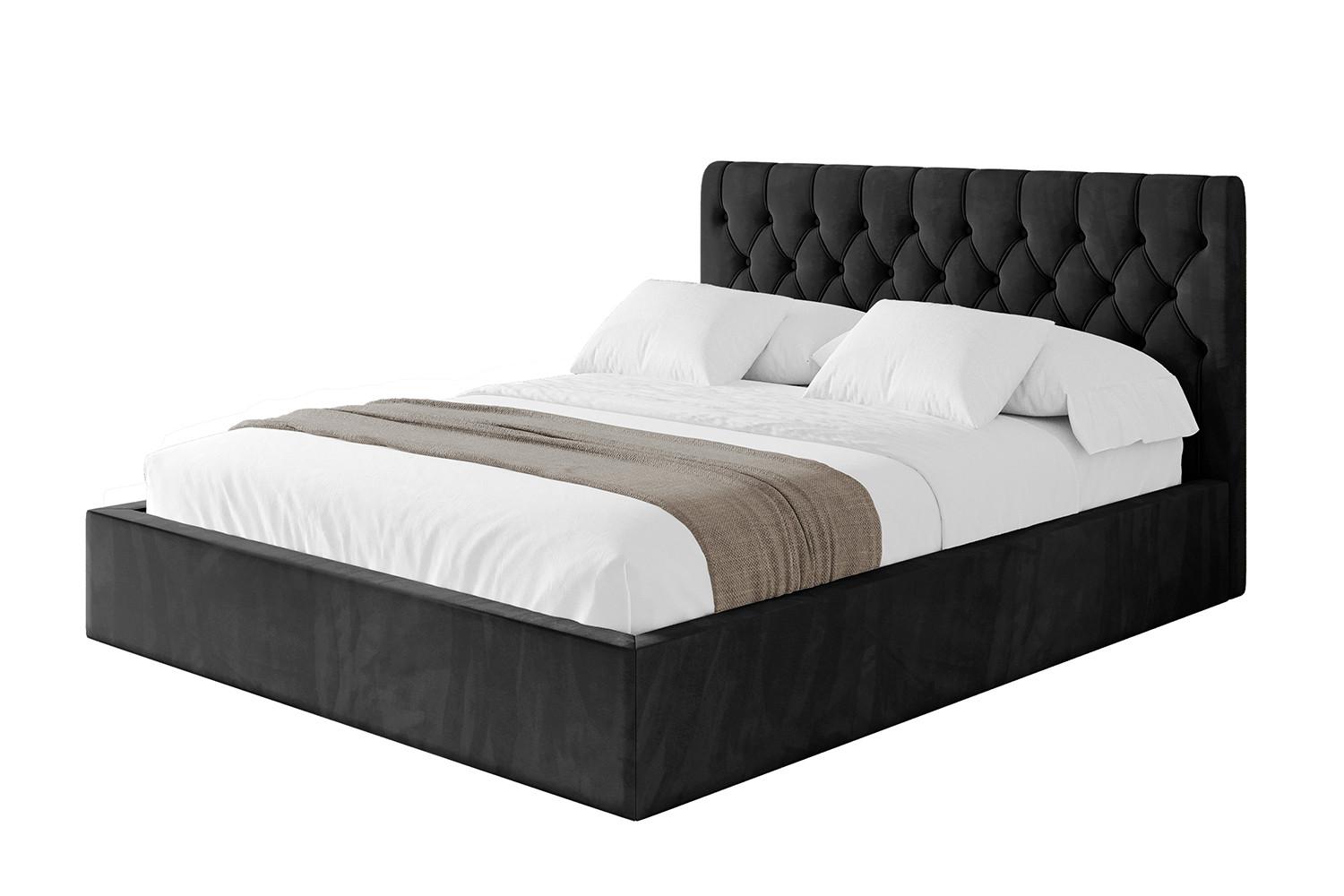POLSTERBETT mit Bettkasten und Lattenrost, Bett mit Matratze H3/H4 - RENO 180x200 Schwarz - Schwarz, Holzwerkstoff/Textil (180/200cm) - ALTDECOR