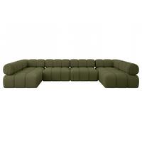 WOHNLANDSCHAFT modulares Sofa Garvo-U2 - 380x190x70 cm Grün Bouclé - Grün, Holzwerkstoff/Textil (380/70/190cm) - ALTDECOR