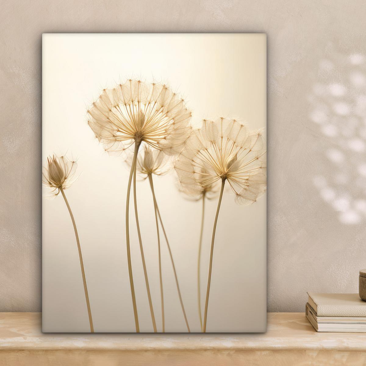 LEINWANDBILD Sonnenlicht - Löwenzahn - Botanisch - Blumen Room Decor 30x40 cm - Creme, Textil (30/40cm) - MuchoWow
