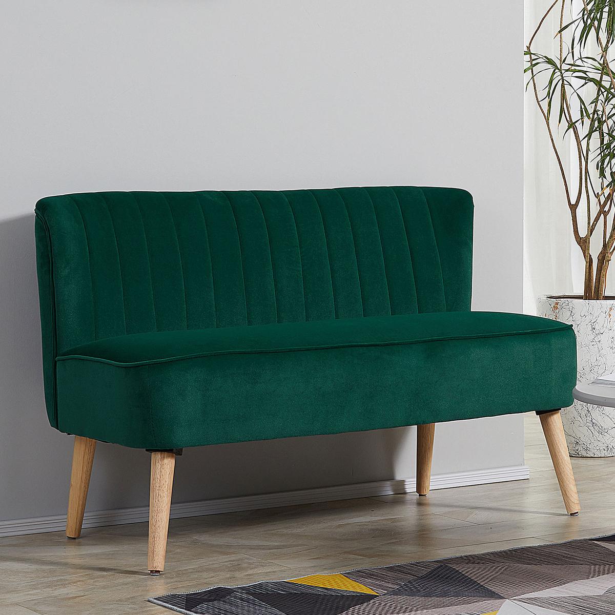 SOFA Polyester Dunkelgrün - Dunkelgrün/Dunkelblau, Holz/Textil (56.5/77/117cm) - HOMCOM