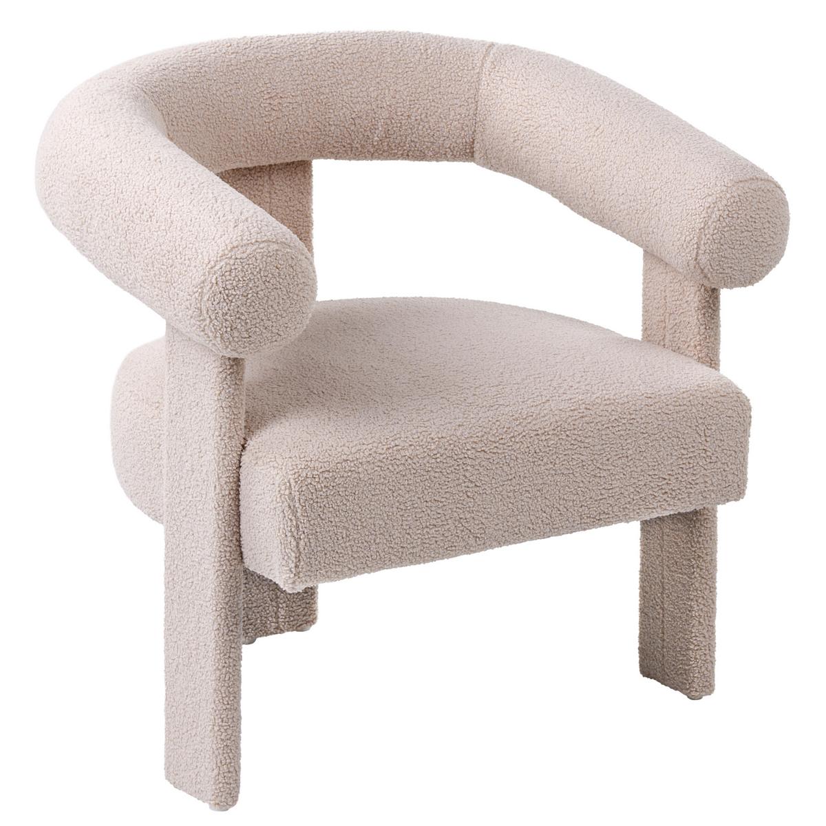 SESSEL Bouclé HellbeigeIlbro - Beige, Textil (77/76/68cm) - Beliani