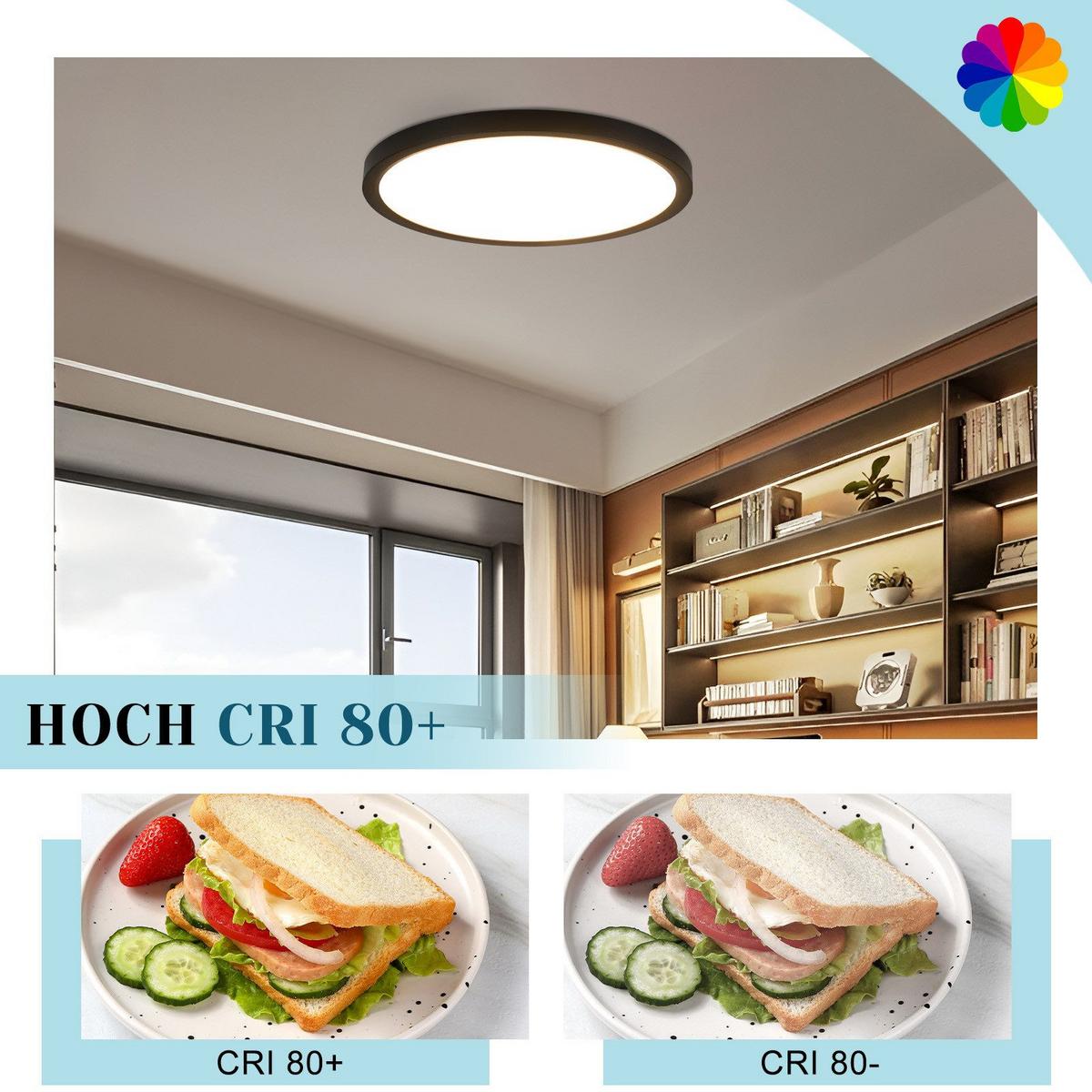 LED-DECKENLEUCHTE Emerson 30/30/3 cm - Schwarz, Kunststoff (30/30/3cm) - Nettlife