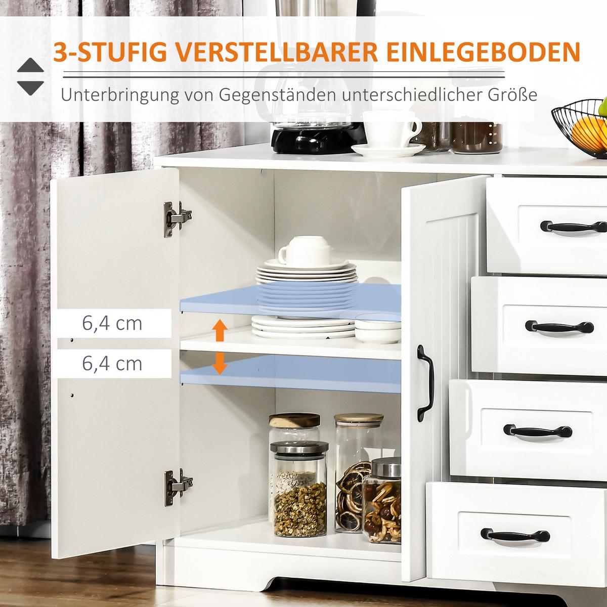 BEISTELLSCHRANK, Spanplatte, Weiß, 105 x 40 x 76 cm - Weiß, Holzwerkstoff (40/76/105cm) - HOMCOM
