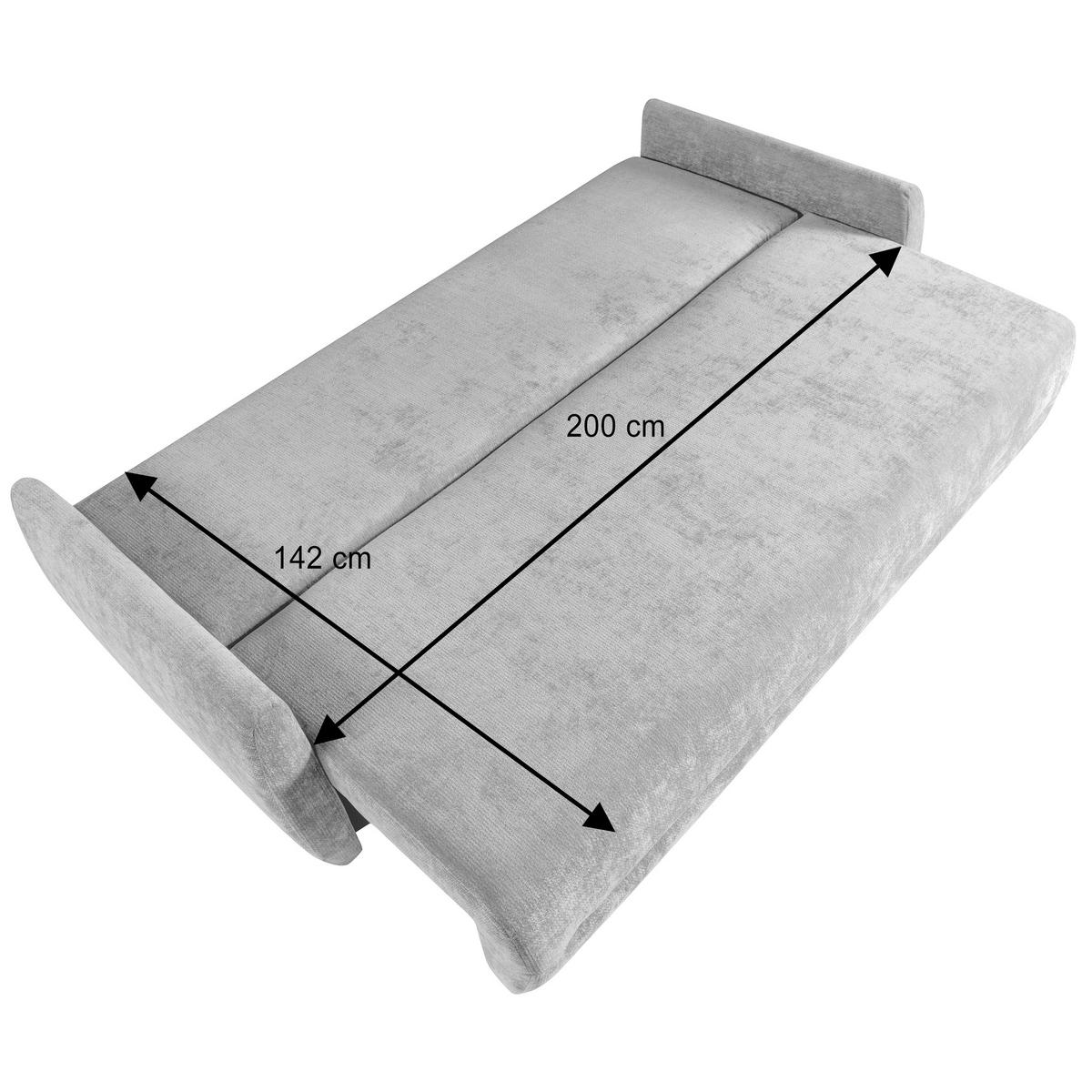 SCHLAFSOFA Piero 3-Sitzer mit Schlaffunktion, Grau - Grau, Textil (222/93/99cm) - Beautysofa