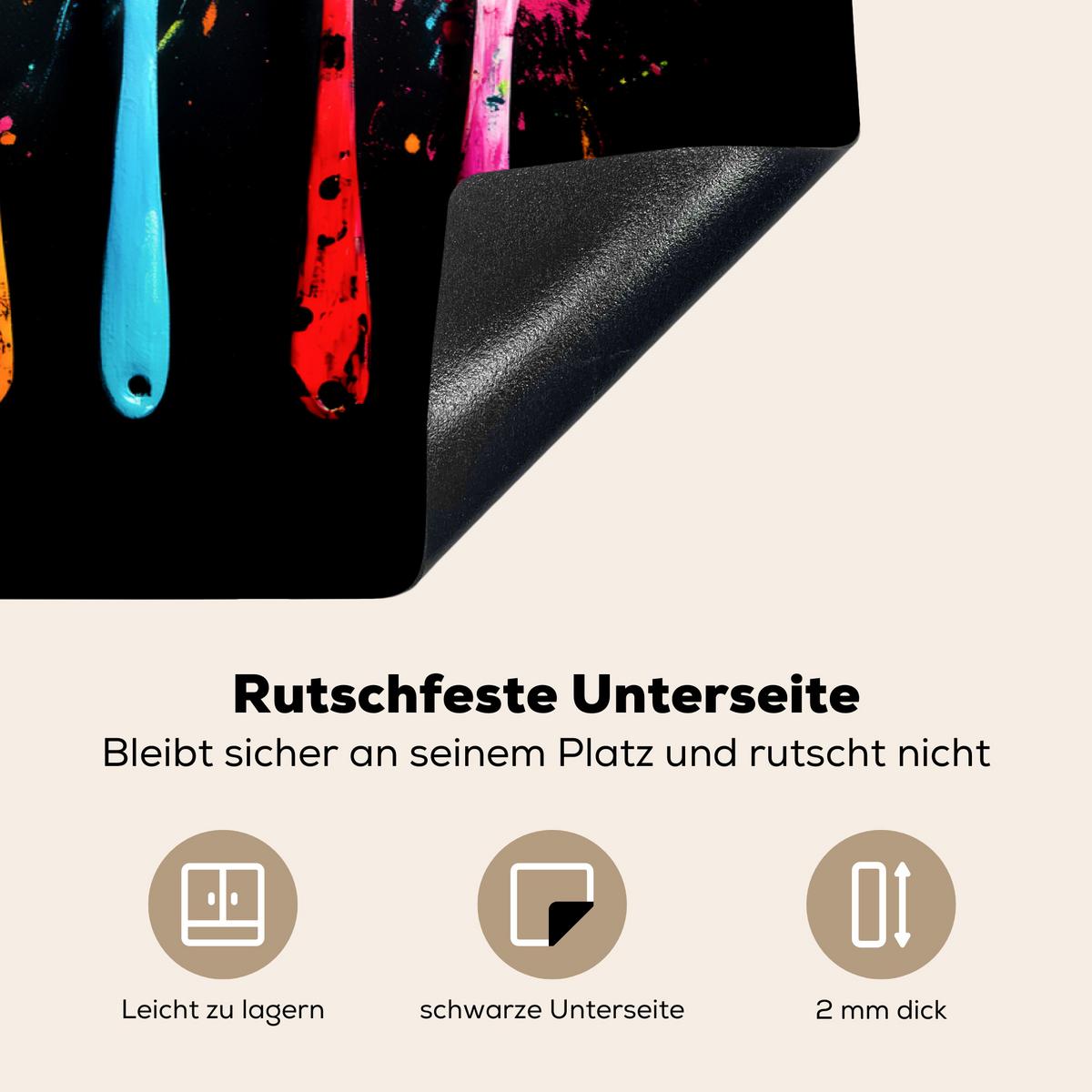 HERDABDECKPLATTE Löffel - Gewürze - Modern - Graffiti - Farbe - Farbenfroh Ceranfeldabdeckung 80x52 cm - Multicolor, Kunststoff (80/52/0.2cm) - MuchoWow