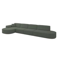 ECKSOFA Ottomane Links MARI-L3 - 413x171x79 cm Grün Tissu - Schwarz/Grün, Holzwerkstoff/Kunststoff (413/171cm) - ALTDECOR