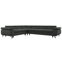 ECKSOFA NORDEN L - Dunkelgrau Stukture - Rechts Seite - Dunkelgrau/Schwarz, Textil/Metall (329/269cm) - MKS