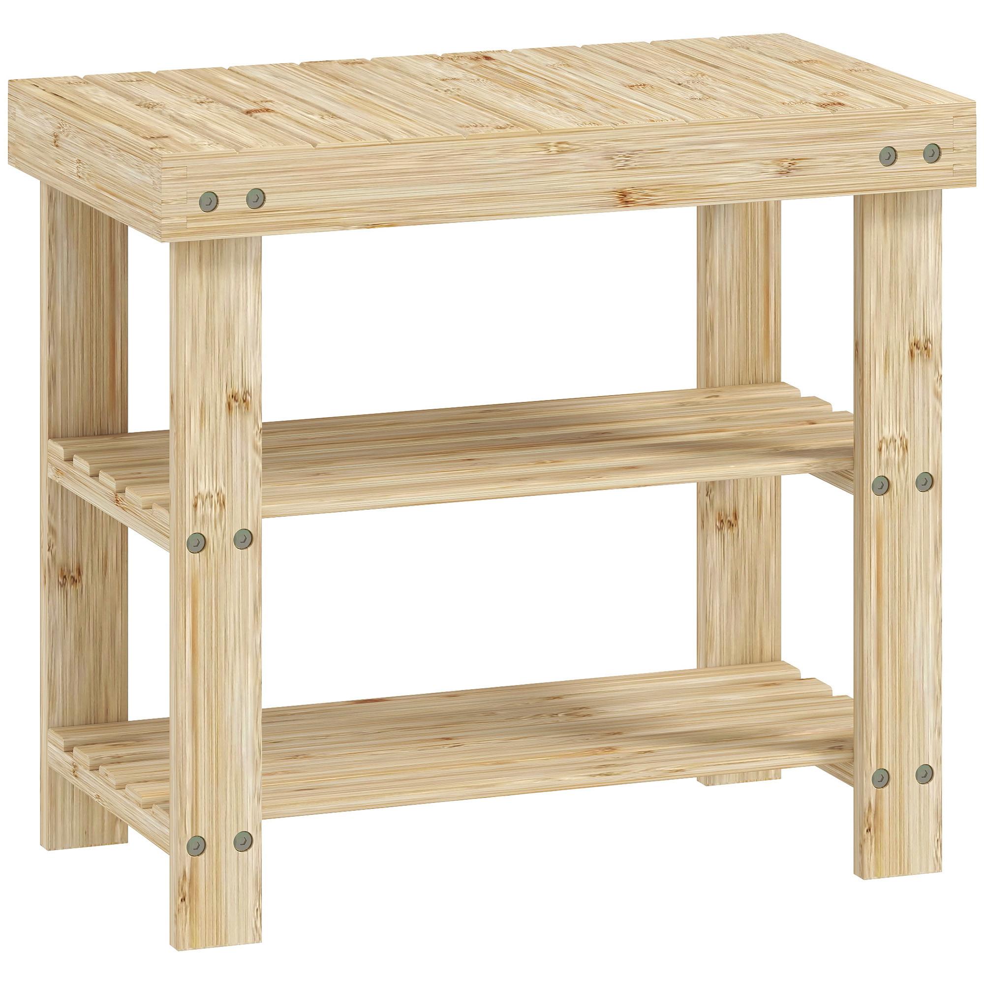 SCHUHBANK Bambus Naturholz - Naturfarben, Naturmaterialien (28/45/50cm) - HOMCOM
