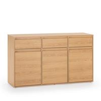 SIDEBOARD Tori 3 Türen 3 Schubladen, Eichenfarbe - Honigeiche, Holzwerkstoff (140/81/40cm)