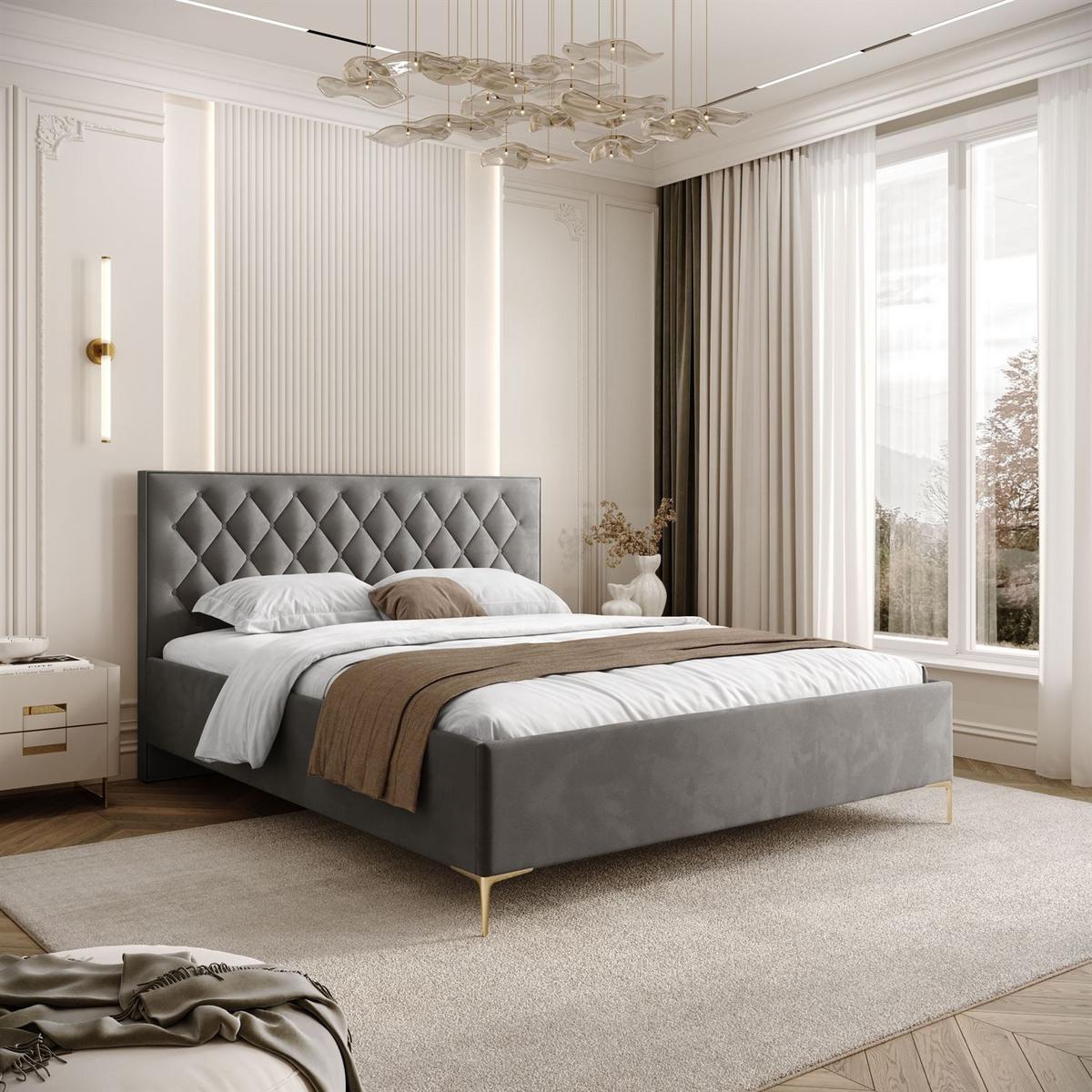 POLSTERBETT INEZ mit Bettkasten 180x200 cm Royal Velvet 250 - Grau, Textil - Lookway
