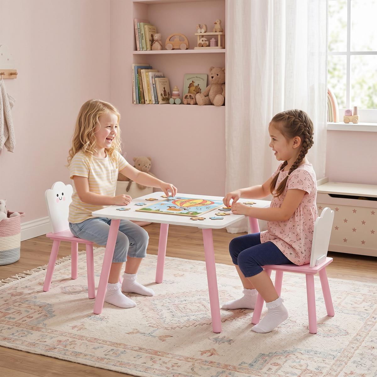 KINDERTISCH-UND-STUHL-SET MDF-Kiefernholz Rosa - Rosa, Holz/Holzwerkstoff (60/44/60cm) - AIYAPLAY