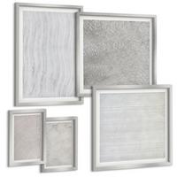 BILDER SET 5er Set - 50x50 cm & 20x30 cm & 40x60 cm Silberner Rahmen - Sandmuster geometrische Strukturen - Silberfarben, Kunststoff (40/60cm) - TULUP