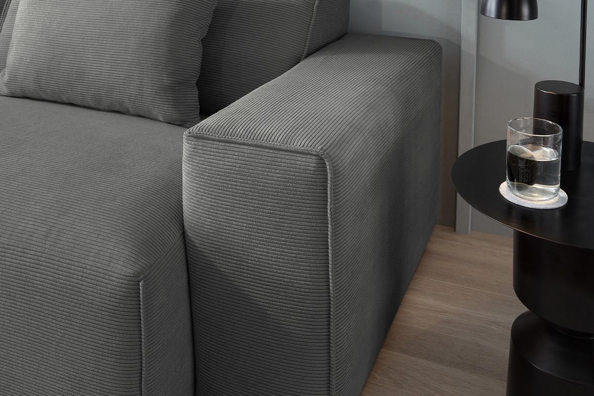 SOFA RANI Anthrazit Cord - Anthrazit/Schwarz, Kunststoff/Textil (256/71/101cm) - KAWOLA