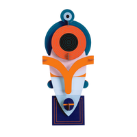 WANDDEKO Lamu-Maske 16/6 cm - Blau/Orange, Wellpappe (16/6/37cm) - Studio Roof