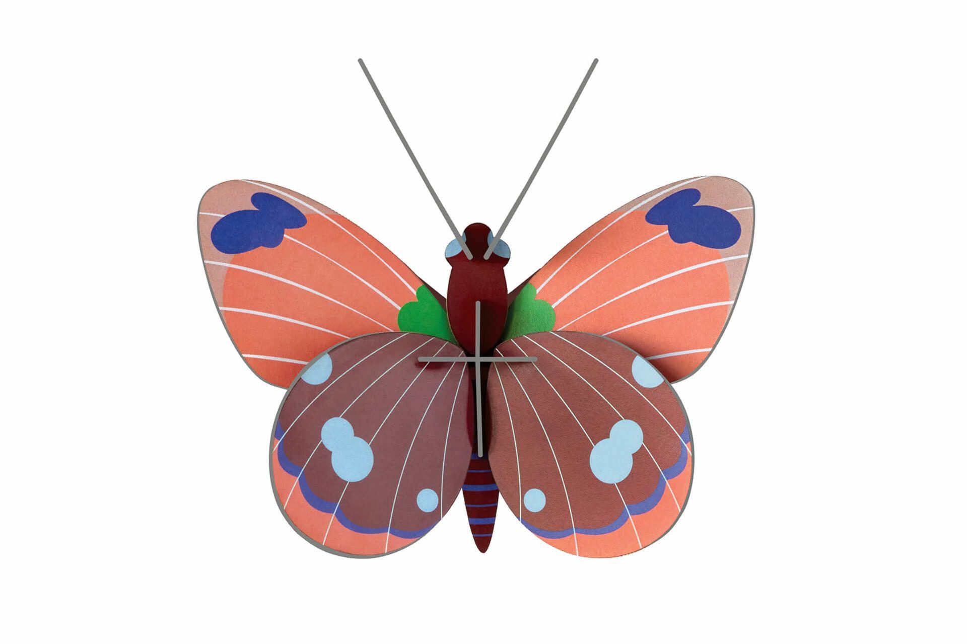 WANDDEKO Delias-Schmetterling 14/6 cm - Blau/Pink, Wellpappe (14/6/13cm) - Studio Roof