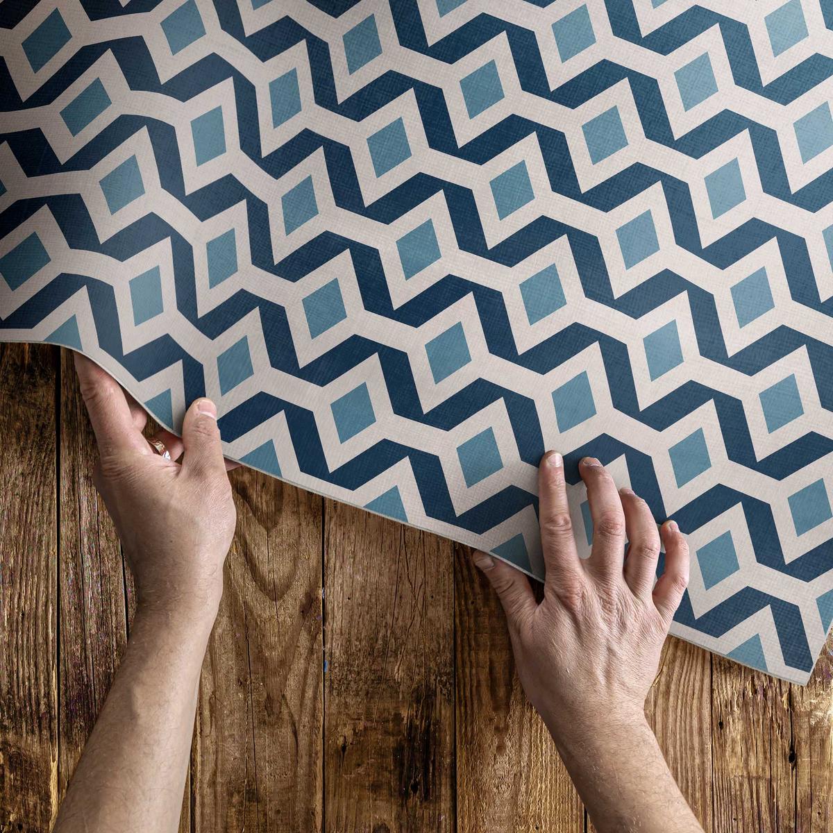 TEPPICH 100x150 cm Geometrisches Muster eines Musters - Pastellblau, Kunststoff (100/150cm) - Wallfluent