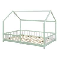 HAUSBETT Hesel - Weiß/Mintgrün, Holz (120/200cm) - [en.casa]
