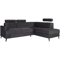 ECKSCHLAFSOFA Kordian rechts schwarz - Schwarz, Textil (250/200cm) - Beautysofa