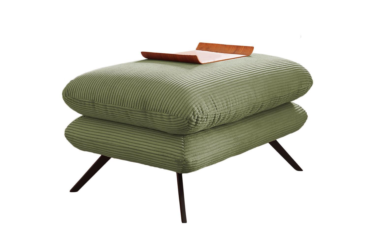 HOCKERBANK CHARME Grün Cord - Olivgrün, Textil (120/45/70cm) - KAWOLA