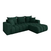 ECKSOFA mit Schlaffunktion Ottomane Rechts MILA-L-v1 277x195x86 Grün Velours - Schwarz/Grün, Holzwerkstoff/Kunststoff (277/194cm) - ALTDECOR