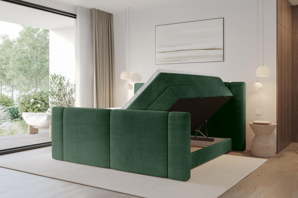 BOXSPRINGBETT mit Matratze H3/H4 - EVON KING Zanozek - 180x200 cm Grün - Grün, Holzwerkstoff (180/200cm) - ALTDECOR