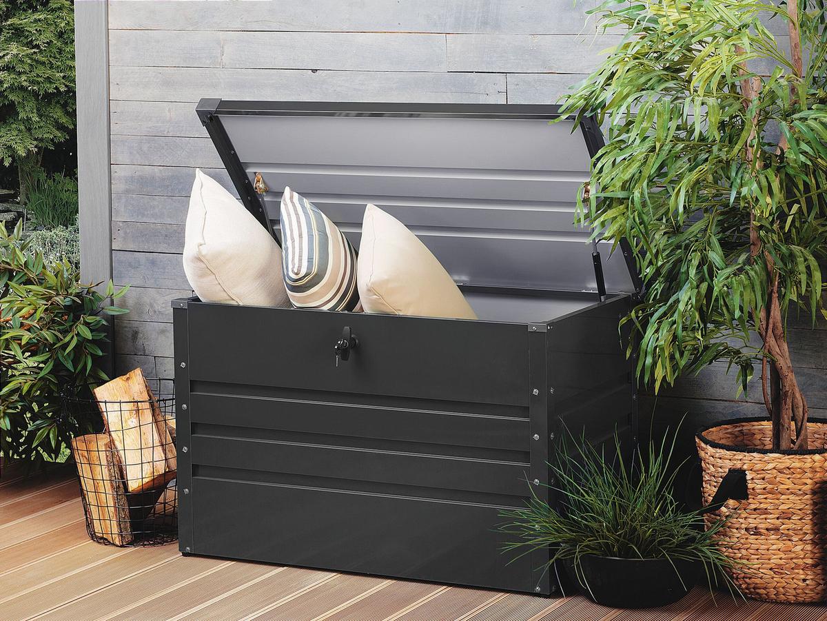 AUFLAGENBOX Stahl graphitgrau 100/62 cm Cebrosa - Graphitfarben, Metall (100/64/62cm) - Beliani
