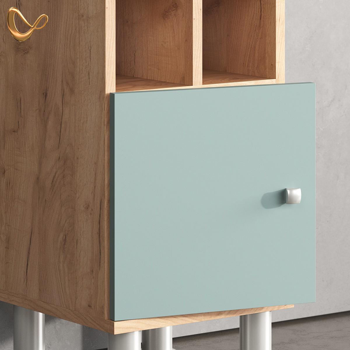 MIDISCHRANK Fucino Grün 30 x 130.6 cm kleine Tür - Grün, Holzwerkstoff (30/130.6/30cm) - Livinity®