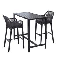 SET BARTISCH + BARHOCKER eckig Grau 3er Set-Set - Grau, Metall (65/130/105cm) - MCW