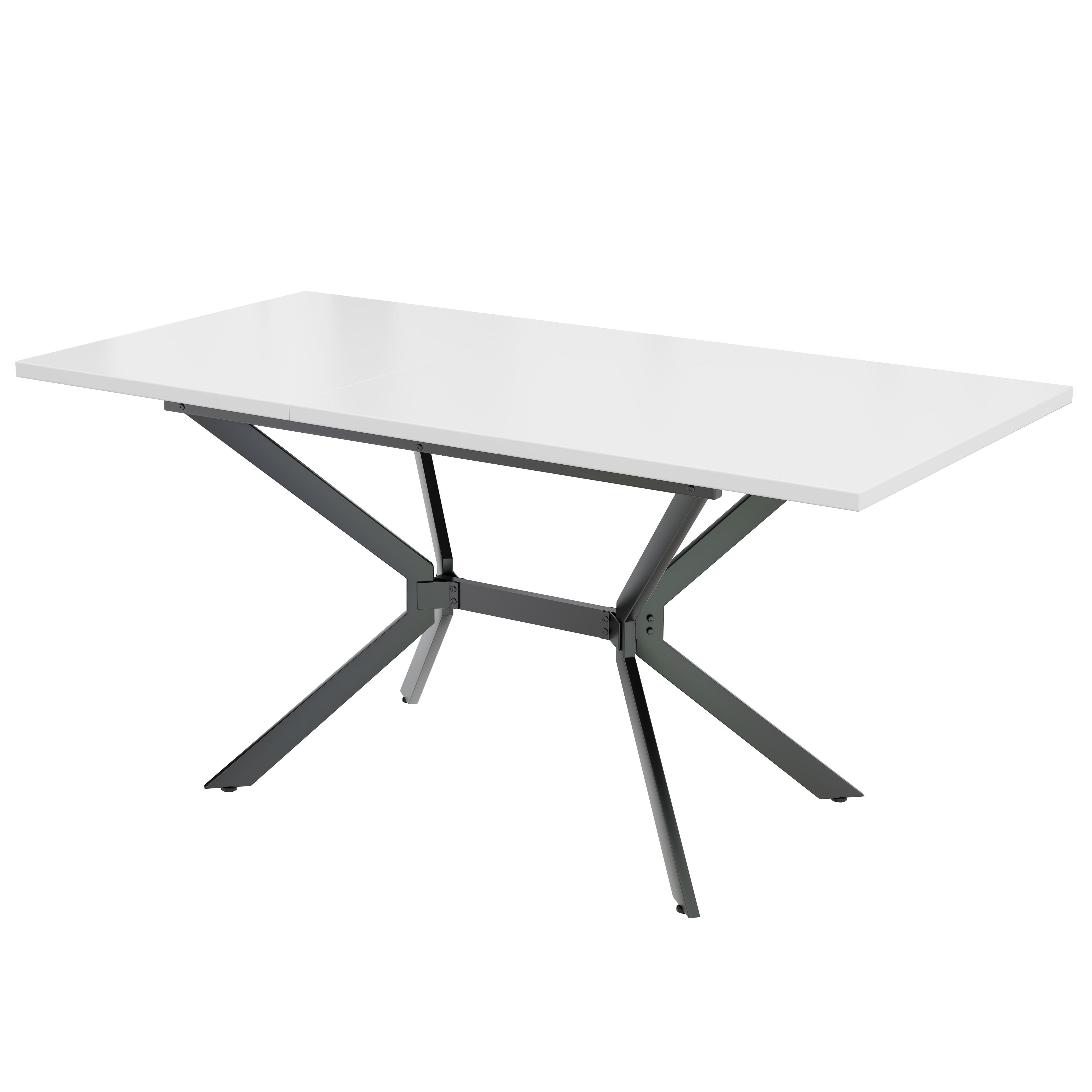 ESSTISCH Weiß 120-160/80/75 cm - Braun, Holzwerkstoff/Metall (160/80/75cm) - Urban Meuble