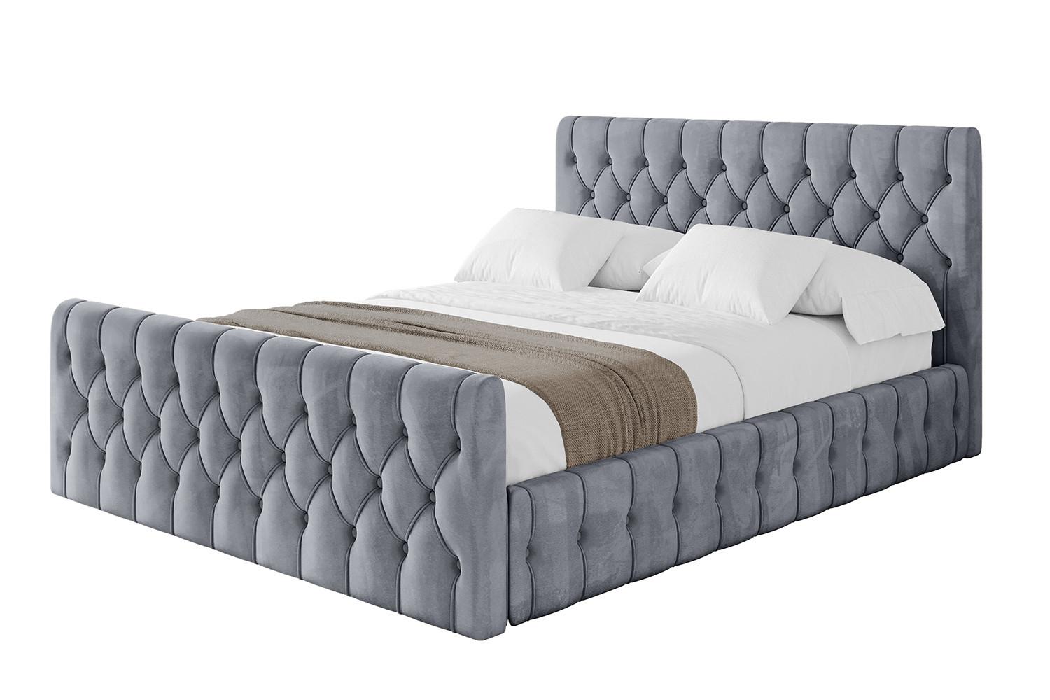 POLSTERBETT mit Bettkasten, Fußteil und Lattenrost, Boxbett ohne Matratze - LARO-Z 180x200 Grau - Grau, Holzwerkstoff/Textil (180/200cm) - ALTDECOR