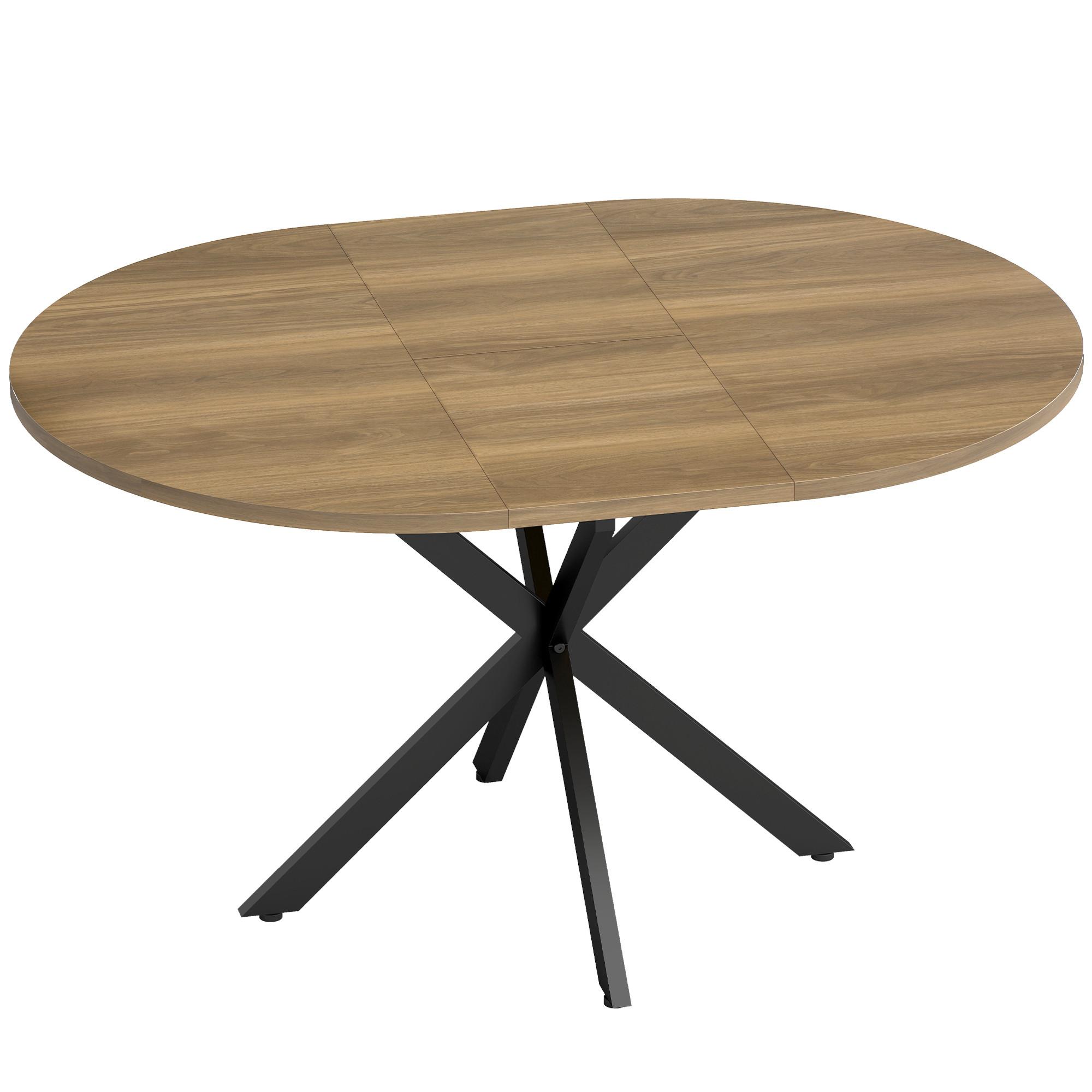 AUSZIEHBARER-ESSTISCH MDF Stahl Braun - Schwarz/Braun, Holzwerkstoff/Metall (135/100/75cm) - HOMCOM