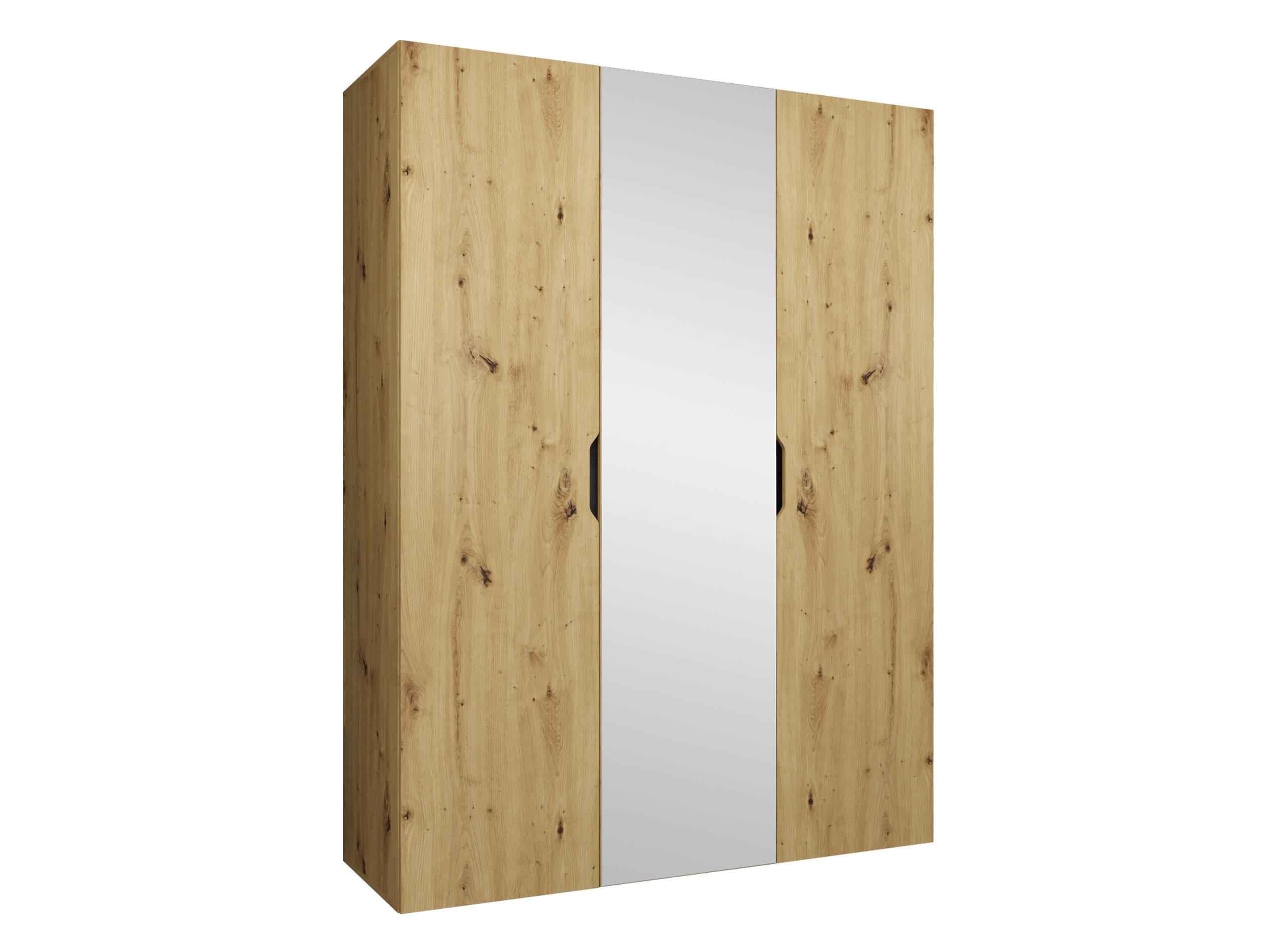 DREHTÜRENSCHRANK Malaga 150 mit Frontspiegel - Eiche Artisan, Holzwerkstoff (150/202/52cm) - MIRJAN24