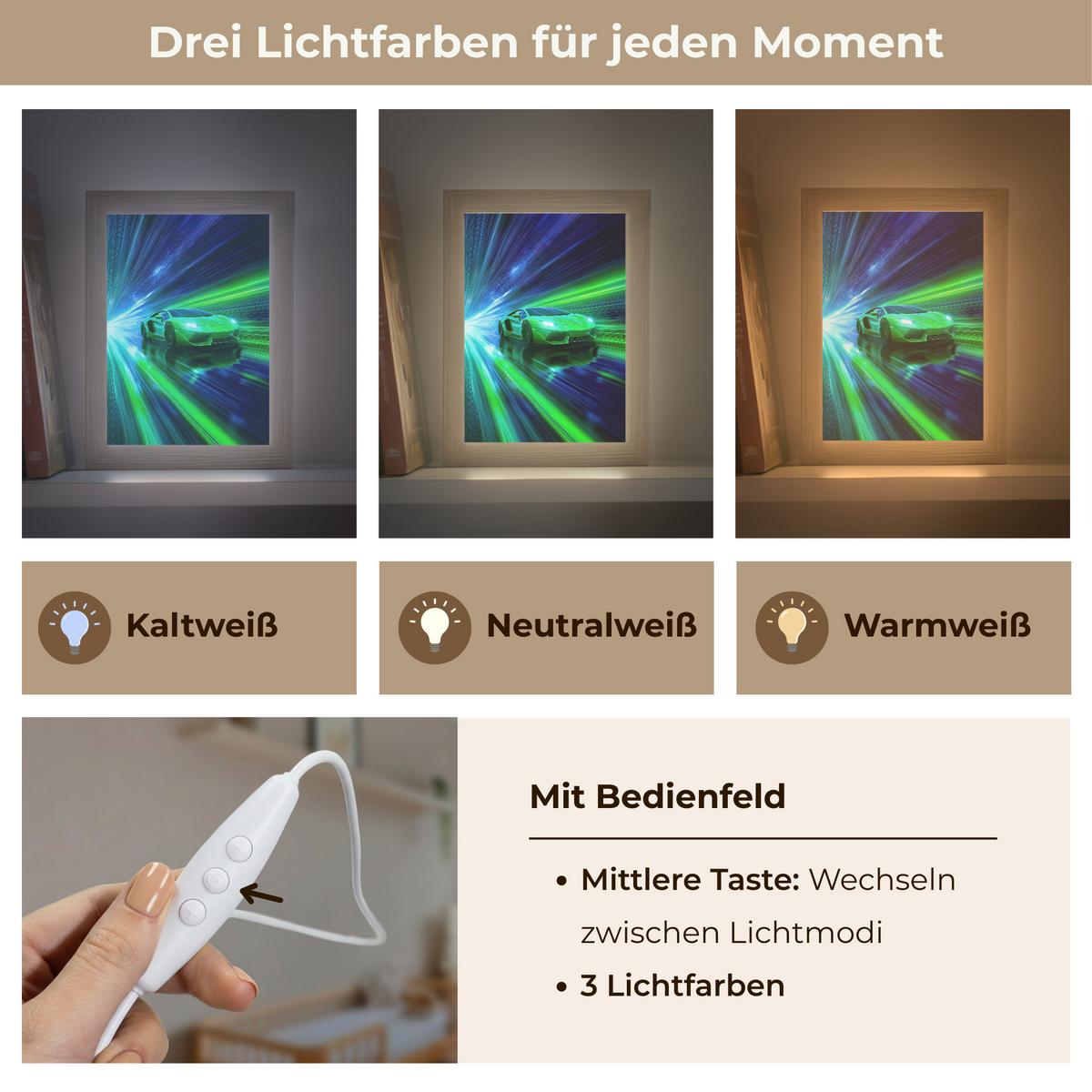 NACHTTISCHLAMPE Geschwindigkeit - Leicht - Sportwagen - Grün 15x20 cm - Grün, Holzwerkstoff (8/15/20cm) - OnlyWow