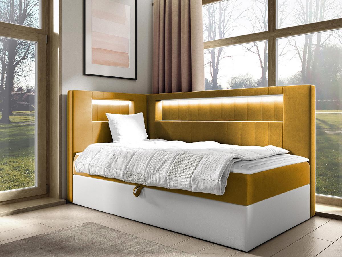 BOXBETT Gold Junior 3, Seite zum Öffnen des Bettkastens: Links - H3 - Gelb/Weiß, Holz (100/200cm) - MIRJAN24