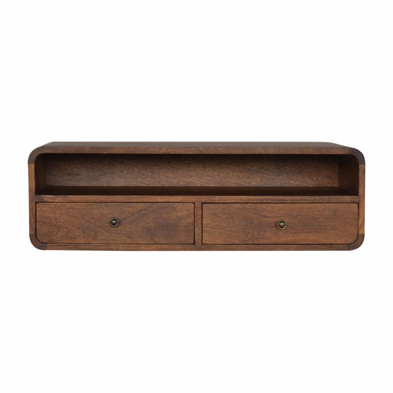 KONSOLENTISCH mit 2 Schubladen, 1 Offener Stauraum, Wandmontiert, Braun - Messingfarben/Braun, Holz/Metall (80/25/32cm) - Artisan Furniture