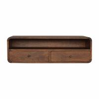 KONSOLENTISCH mit 2 Schubladen, 1 Offener Stauraum, Wandmontiert, Braun - Messingfarben/Braun, Holz/Metall (80/25/32cm) - Artisan Furniture