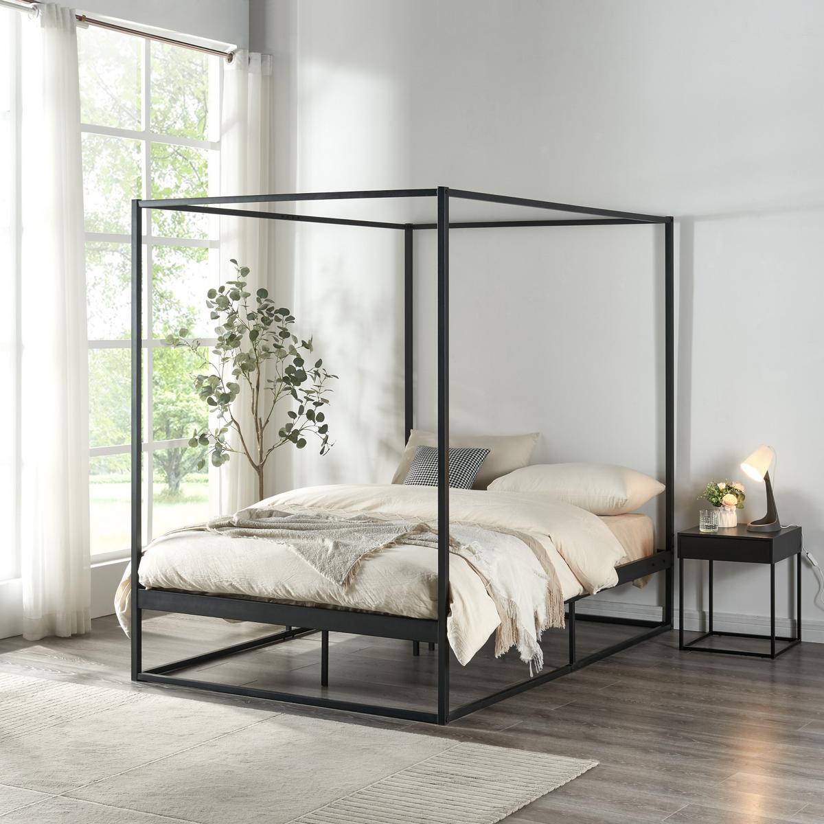 HIMMELBETT Kristianstad - Schwarz, Metall (120/200cm) - [en.casa]